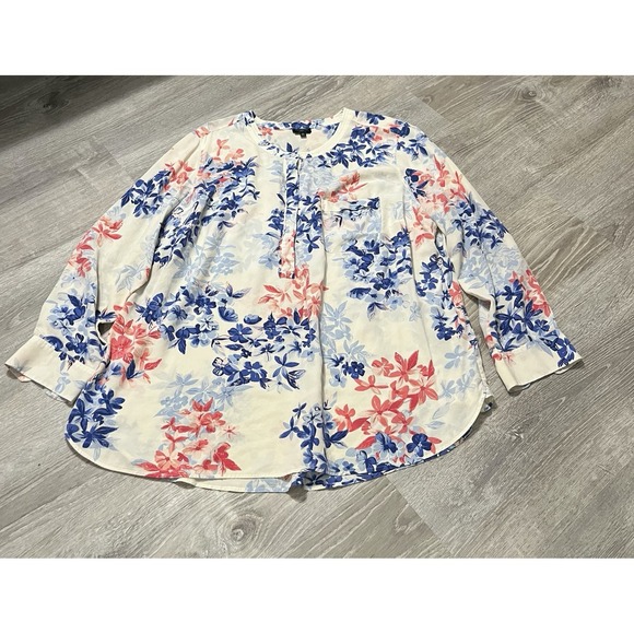 Talbots Tops - TALBOTS SZ 2X Floral Print Washable Silk Blouse Top